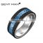 8mm hammer surface blue titanium carbon fiber ring