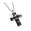 stainless steel blue prayer cross pendant carbon fiber pendant men