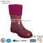 Colored Strip Printing Rubber Boot for Child with Knitting Wool Colar