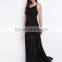 Plain black loose style backless sleeveless braces skirt evening dress
