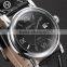 AGENTX Silver Steel Case Black Auto Date Display Quartz Analog Leather Strap Men Fashion Wrist Watch