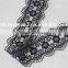 New Arrival scallop lace trim 100% polyester in black circles pattern with flowers lace for wholesale
