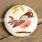 Bird Pattern Round Shape White Ceramic Fridge Magnet