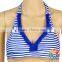 Wholesale Cheap Adult Women Swimsuit Blue White Stripe Bikini Set