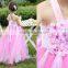 newest pink lovely flowers chiffon girl's dress