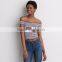MGOO Wholesale Wrapped Chest Women Tunic Tops Stripe Printing Hot Girls Sexy Tank Top