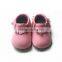 Pink Leaves Rubber Sole Baby Shoes Genuine Leather High Quality Kids Shoes