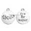 Zinc Based Alloy Halloween Charms Bat Animal Antique Silver Message " Fly By Night " Carved 23mm x 20mm