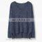 Latest fashion cotton blend fabric v neck long sleeve cable knit women pullover sweater