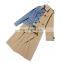 TWOTWINSTYLE Hit Color Patchwork Denim Women's Trench Coat Long Sleeve High Waist Lace Up