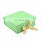 Luxury Custom High-grade Printed Bright Green Glossy Lamination Clothing Cardboard Coated Paper Gift Box With Ribbonn