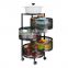 Round Rotating 4-Tier Stainless Steel Kitchen Storage Rack Fruit Vegetable Storage Basket  Utility Trolley Cart