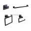 Wall mounted Gold 304 stainless steel 4-piece bathroom hardware accessories set black towel bar holder set