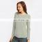Soft Loose Long Sleeve Sports T shirt Womens Custom Logo Yoga Causal Round Neck Tops