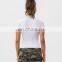 Wholesale New High Neck Slim Fit Sport Yoga Shirt Ladies Gym Fitness Wear Short Sleeve Top Sweat-Wicking Crop Tracksuit