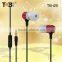 2015 China market of electronic high quality comfortable in-ear flat cable metal earhphone with mic for mobile phone/ mp3 player