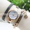 Hot Selling Crystal Vintage Leather Strap Quartz Watches Lady Bracelet Wristwatch Slim Stone Women Watch