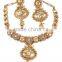 Indian Gold Tone Polish Party Wear Necklace With Earrings Set For Women