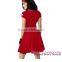 Dear-lover Retro Red Short Sleeve Flare korean floral dress