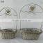 Decorative wicker heart oblong basket with KD metal handle and ribbon bow