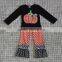Fall Halloween boutique outfits baby girls clothing sets pumpkin embroidery floral ruffle pants sets
