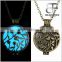 Pernalized Retro Jewelry Glow in the Dark Round Locket with Flower & Heart Pattern Pendant Necklace