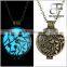 Pernalized Retro Jewelry Glow in the Dark Round Locket with Flower & Heart Pattern Pendant Necklace