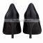 Office genuine leather High Heel Tiny square shape classic ladies breatheable PU lining comfortable black sheep skin pump shoes