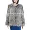 Women silver fox fur coat knitted fox fur coat KZ150081