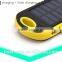 Manufacturer china,8000mAh solar power bank charger solar cell phone charger with led light