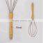 2015 FAD LFGB wood handle popular Spiral silicone egg Whisk