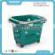 High Quality Double Handle Plastic Shopping Basket With Wheels