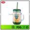 LFGB certificate plastic 20 oz custom mason jar with handle