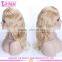 Wet and wavy cheap 16 inches thick human hair lace front wig #22 natural straight middle part lace front wig blonde