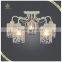 Classic Flower Printed Glass Shade Ceiling Lamp Crystal Hanging, Ceiling Lamp for Home and Hotel