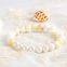 Wholesale Auspicious Buddhism style hand chain alloy horse with white pearl jewelry bead Giant clam bracelet