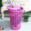 emc plastic round laundry basket with lid,storage box