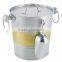 Galvanized zinc color ice bucket with plastic inner and scoop