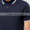 Short Sleeve Button Placket Twin Tipping Collar And Cuffs Side Slits Balck men's 100% Cotton Pique 200gsm Casual Polo Shirt