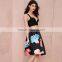 MGOO 2016 Brand Design Custom Floral Umbrella Skirts For Women High Waist Black Beauty Up Skirt 15145A216