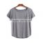 Dongguan ladies t-shirt short sleeve round neck pure color grey t-shirt for ladies