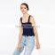 Stitched knit geometric motifs wavy hem wide straps design tank tops