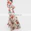 One-piece Dress deep V printed floral beige Chiffon Dress