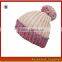 High Quality Hand-knitted Winter Cap Thick Knitting Wool Beanie Hat With Pom Pom