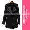 Stylish Lapel Collar Coat Black Zipper Fastening Women Long Sleeves Trench Outerwear