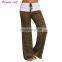 Women Foldover Heather Wide Leg Pants Loose Yoga Legging