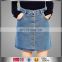 Wholesale Products Dongguan Factory Denim Dolly Button Through Skirt In Mid Wash Europe Blue Slim Fit Denim Skirt