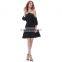 Kate Kasin Sexy Women's Summer Open Shoulders Cold-Shoulder One Piece Black A-Line Dress KK000643-1