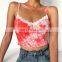 High Quality Womens  Lace Tie Dyed Backless Cotton Sexy Cropped Tank Tops