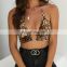 Hot Wholesale Women's Ladies Sexy  Deep V-neck  Ring Lace-up Backless  Nightclub Bra